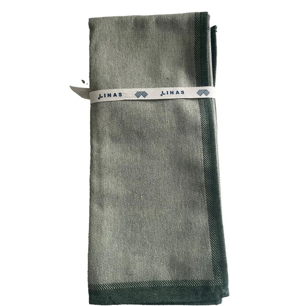 Linas World Traveler Kitchen Dish Towels Set of 2 Green Recycled Cotton Check